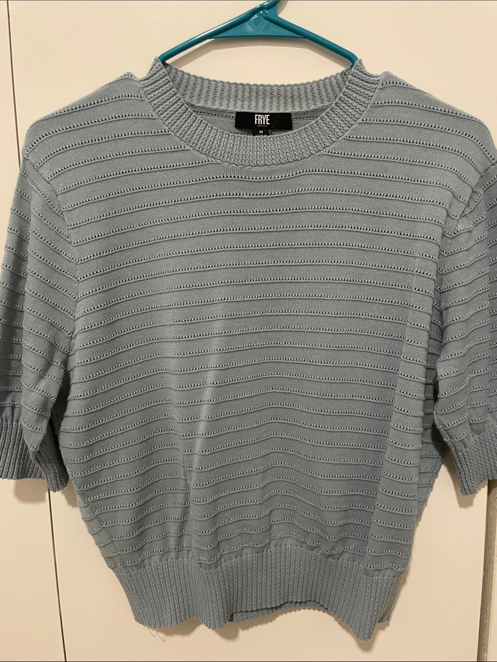 Frye Light Blue Women’s Crewneck Short-Sleeve Knit Sweater
